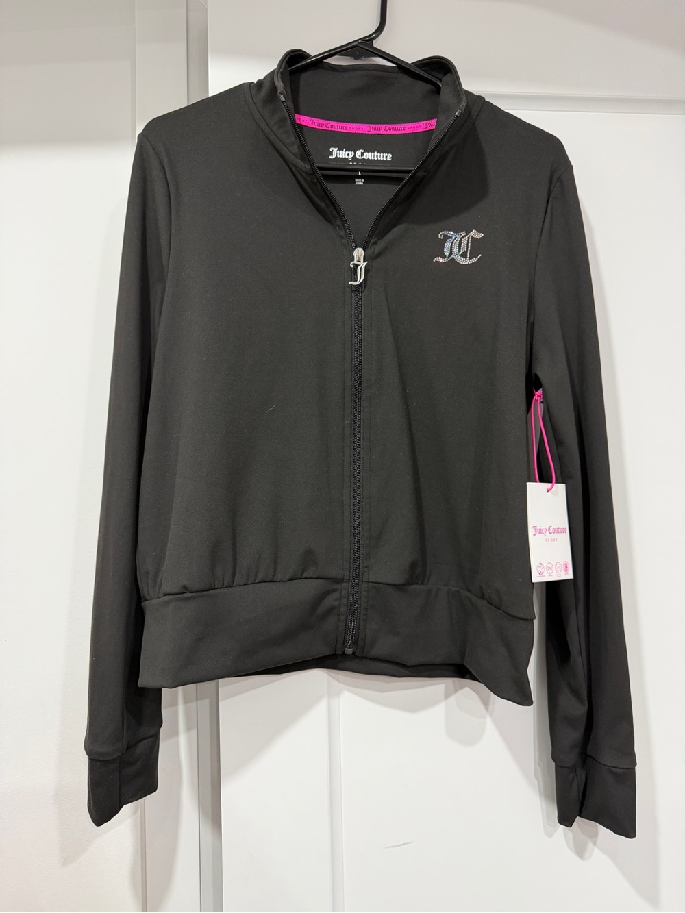Juicy Couture Black Bomber Jacket with Pink Trim